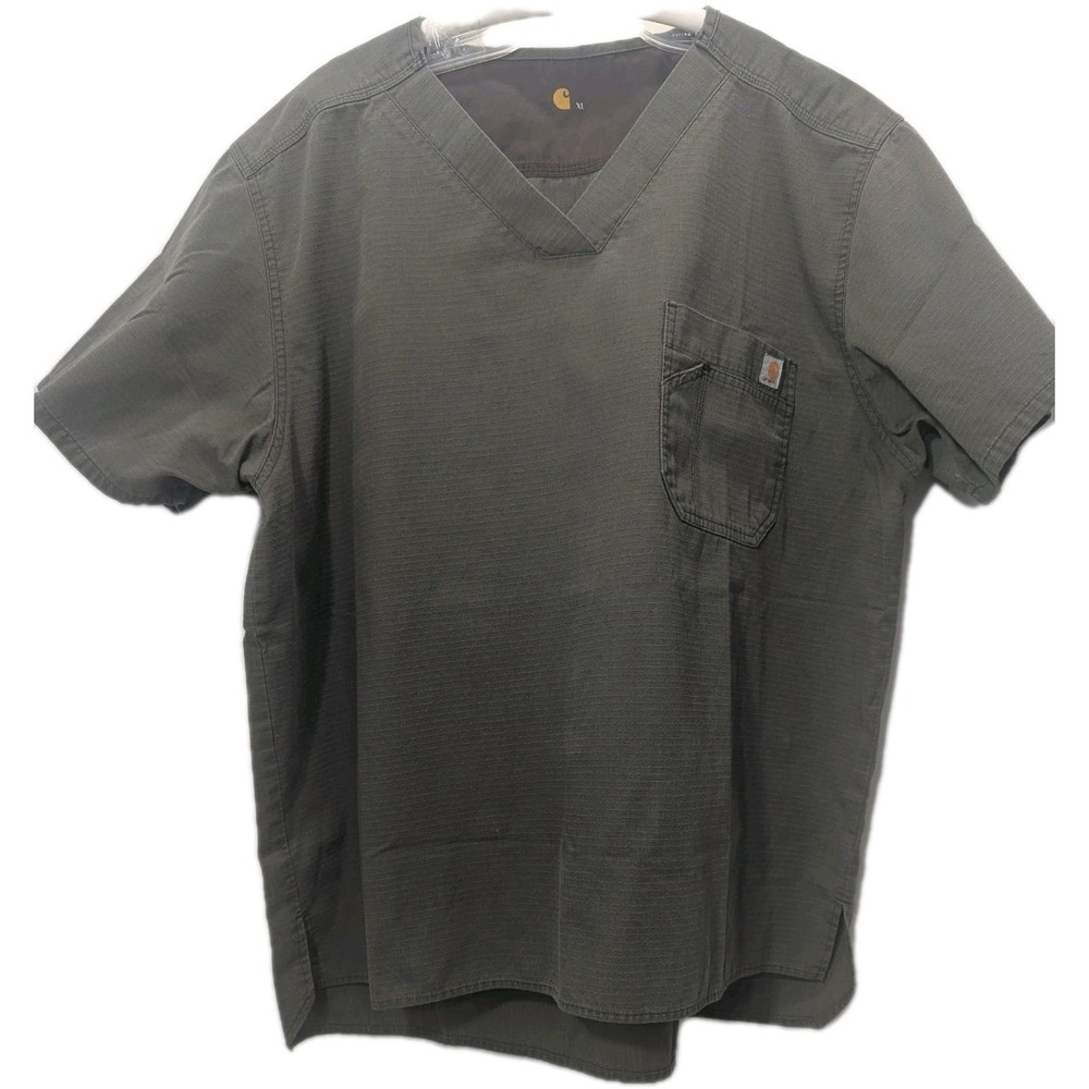 Carhartt Scrub Top Unisex XL Shirt Green Gray Tshirt Work Medical Uniform